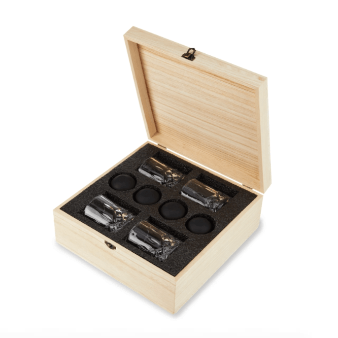 Ready-to-Send Corporate Gifts: Whiskey Glasses & Ice Sphere Molds Gift Box Set - Box + Wood Gift Company